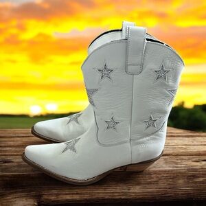 Dingo Womens Star Struck Bootie White Leather Fashion Boots New Size 9.5